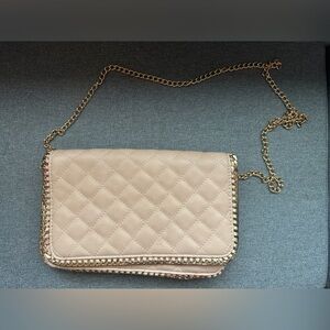 Urban Expressions Quilted Cream and Gold Crossbody Bag